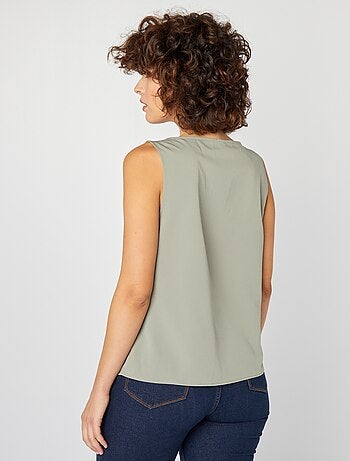 Blusa senza maniche con collo in pizzo