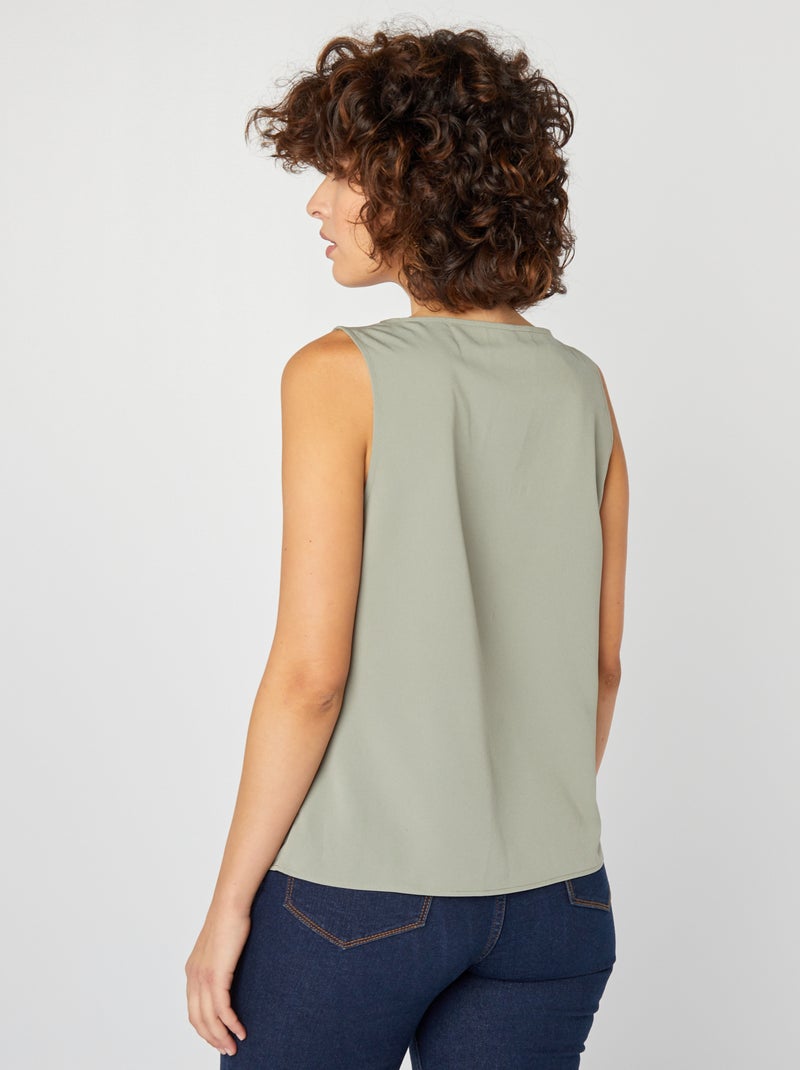 Blusa senza maniche con collo in pizzo VERDE - Kiabi