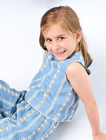 Blusa senza maniche con ricami all-over