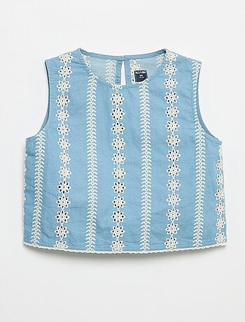 Blusa senza maniche con ricami all-over