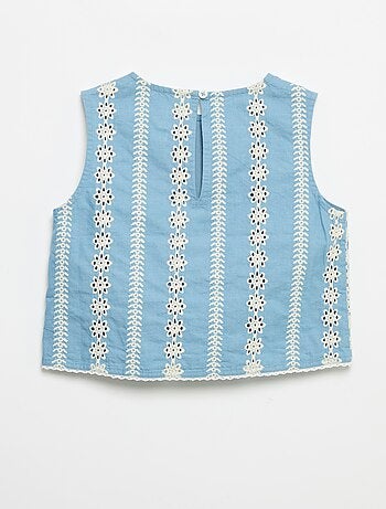 Blusa senza maniche con ricami all-over
