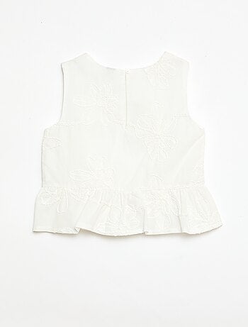 Blusa senza maniche con ricami floreali