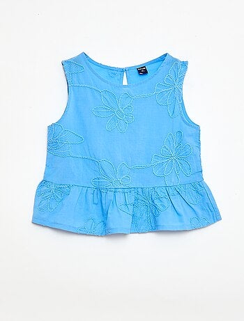 Blusa senza maniche con ricami floreali