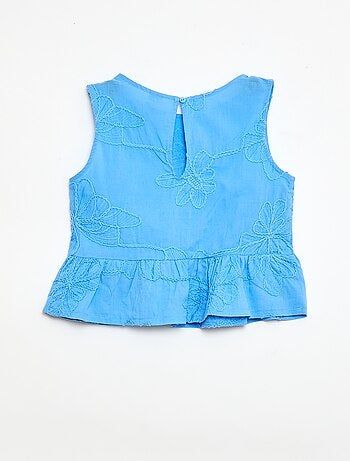 Blusa senza maniche con ricami floreali