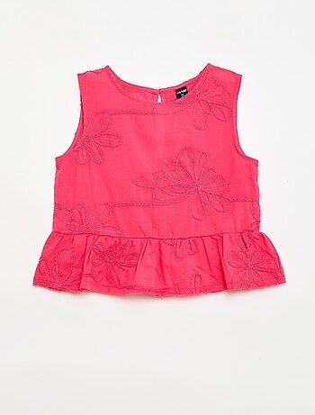 Blusa senza maniche con ricami floreali