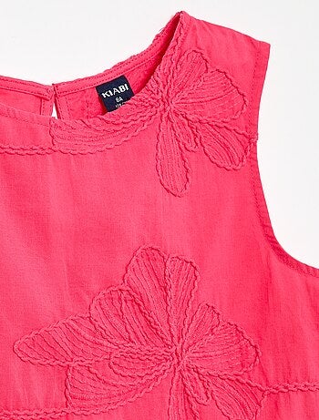 Blusa senza maniche con ricami floreali