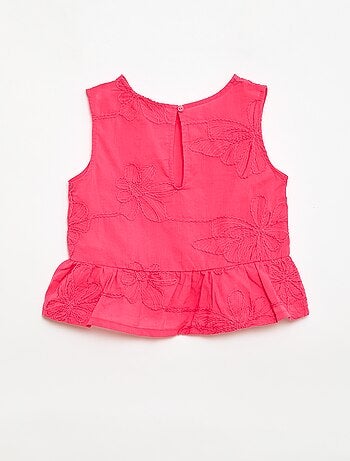 Blusa senza maniche con ricami floreali