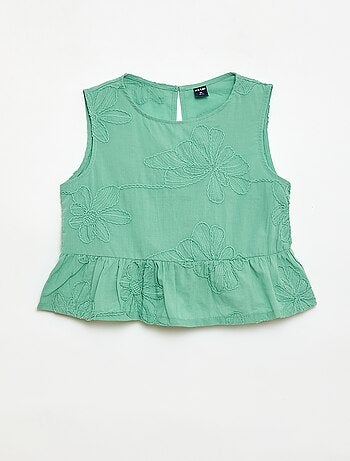 Blusa senza maniche con ricami floreali