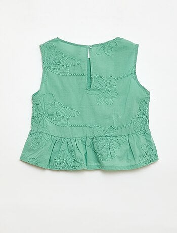 Blusa senza maniche con ricami floreali