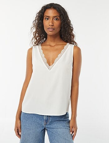 Blusa senza maniche con scollo in pizzo