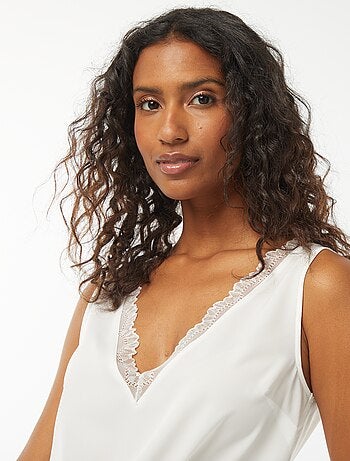 Blusa senza maniche con scollo in pizzo