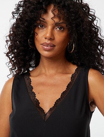Blusa senza maniche con scollo in pizzo