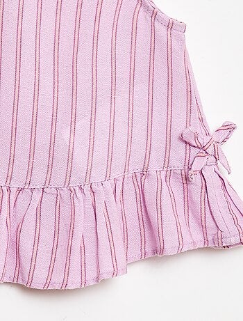 Blusa senza maniche con volant e fiocchi