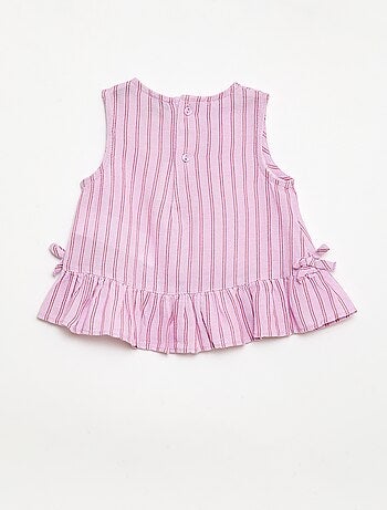Blusa senza maniche con volant e fiocchi