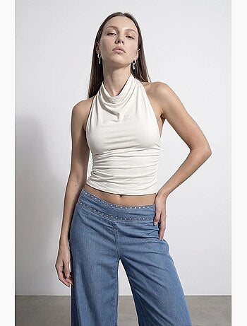 Blusa senza maniche e senza schiena con scollo a cappuccio dilvin