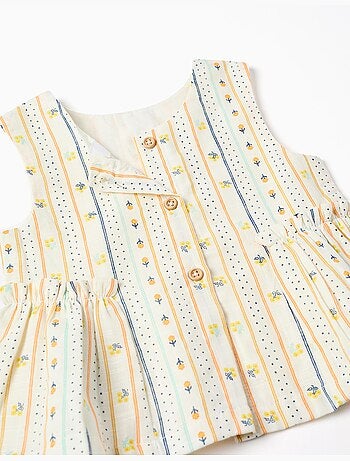 Blusa senza maniche in cotone con motivo floreale