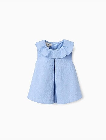 Blusa senza maniche in cotone con ricamo