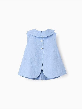 Blusa senza maniche in cotone con ricamo