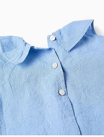 Blusa senza maniche in cotone con ricamo