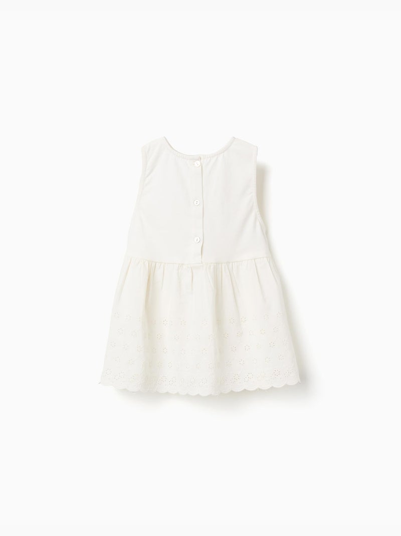 Blusa senza maniche in cotone con ricamo inglese Beige chiaro - Kiabi