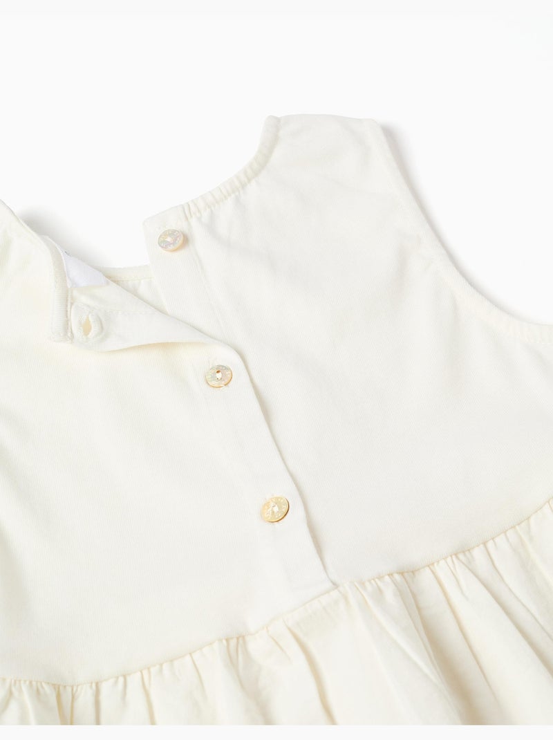 Blusa senza maniche in cotone con ricamo inglese Beige chiaro - Kiabi