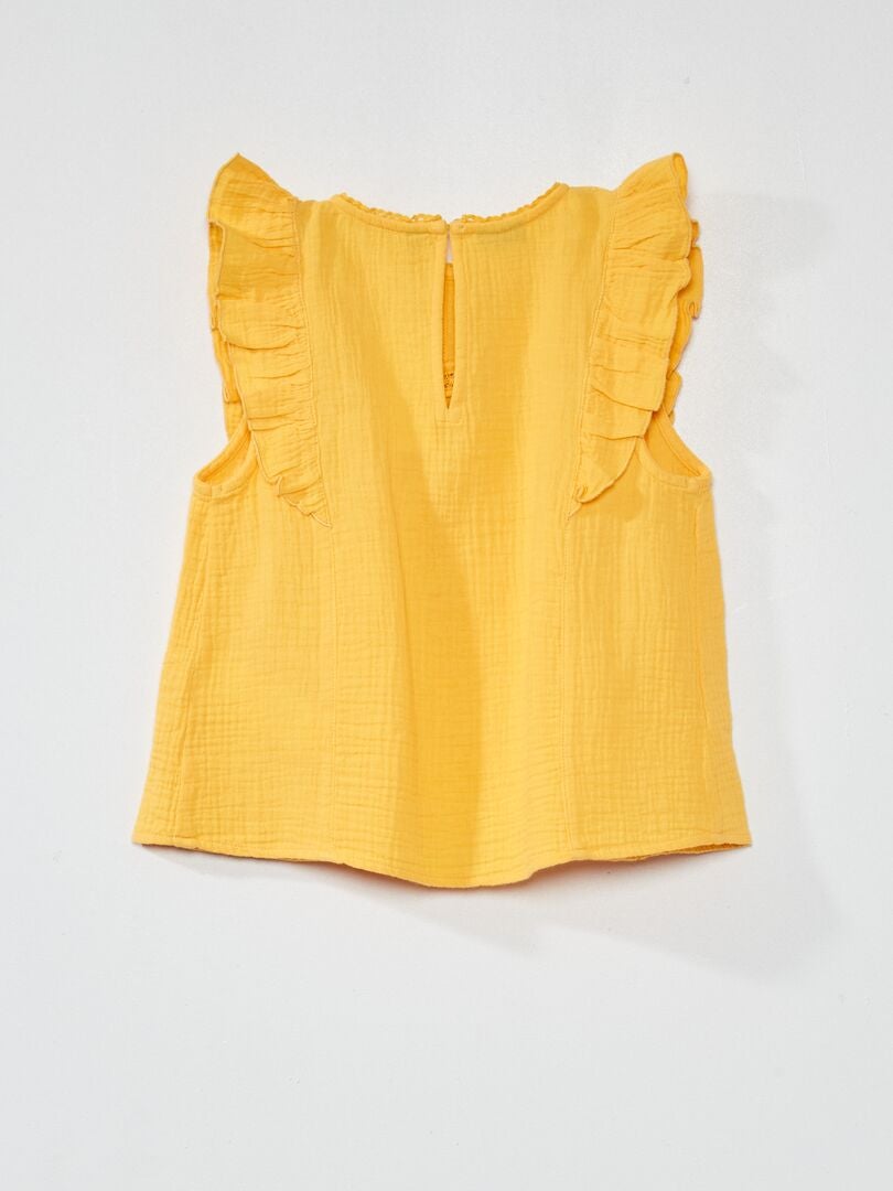 Blusa senza maniche in garza di cotone ARANCIONE - Kiabi