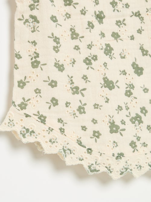 Blusa senza maniche in garza di cotone con ricami sangallo - Kiabi