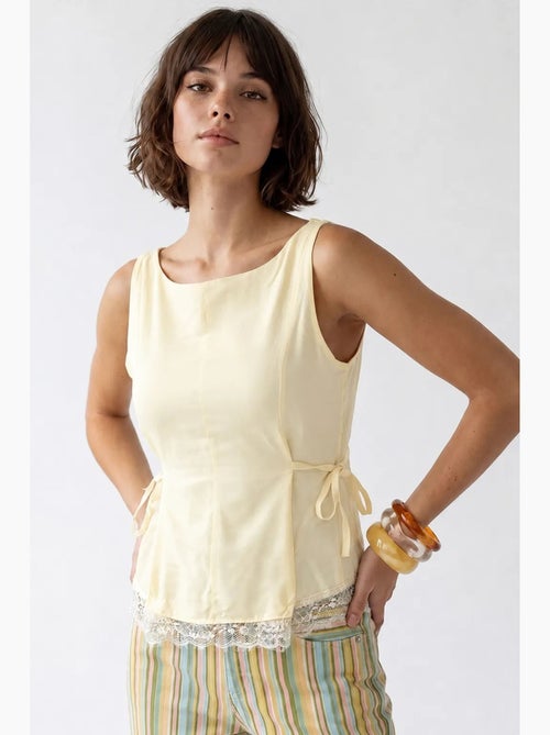 Blusa senza maniche in popeline con laccio mixray - Kiabi Blusa senza maniche in popeline con laccio mixray - Kiabi