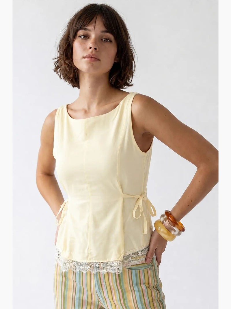 Blusa senza maniche in popeline con laccio mixray Giallo limone - Kiabi