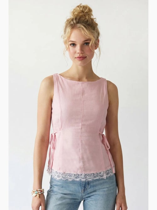 Blusa senza maniche in popeline con laccio mixray - Kiabi Blusa senza maniche in popeline con laccio mixray - Kiabi