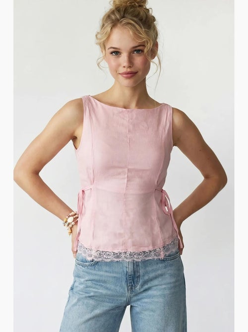 Blusa senza maniche in popeline con laccio mixray - Kiabi Blusa senza maniche in popeline con laccio mixray - Kiabi