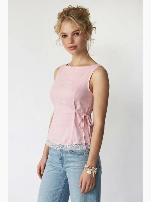 Blusa senza maniche in popeline con laccio mixray - Kiabi Blusa senza maniche in popeline con laccio mixray - Kiabi