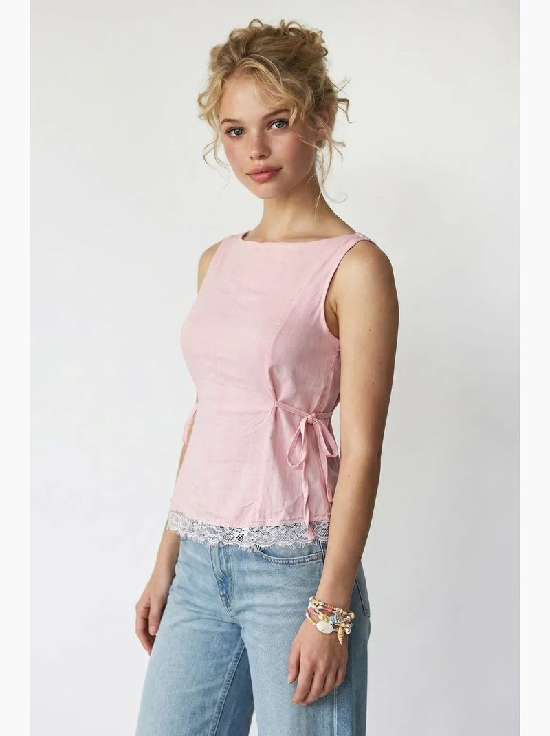 Blusa senza maniche in popeline con laccio mixray Rosa chiaro - Kiabi