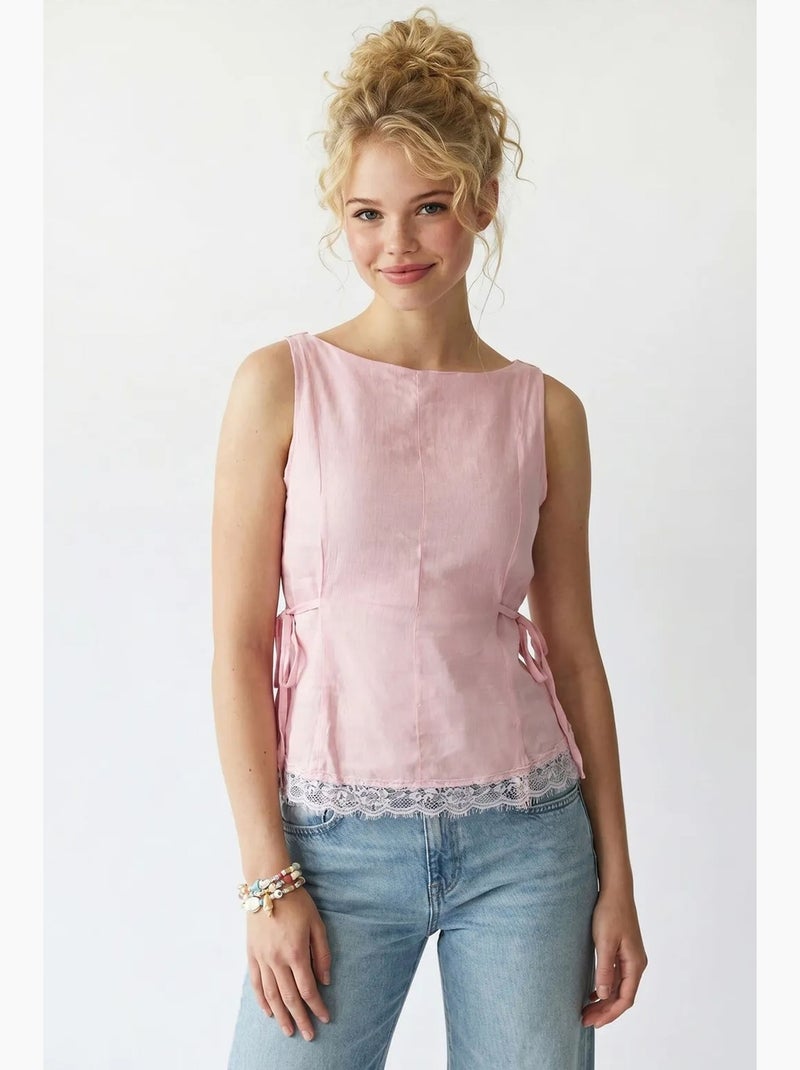 Blusa senza maniche in popeline con laccio mixray Rosa chiaro - Kiabi