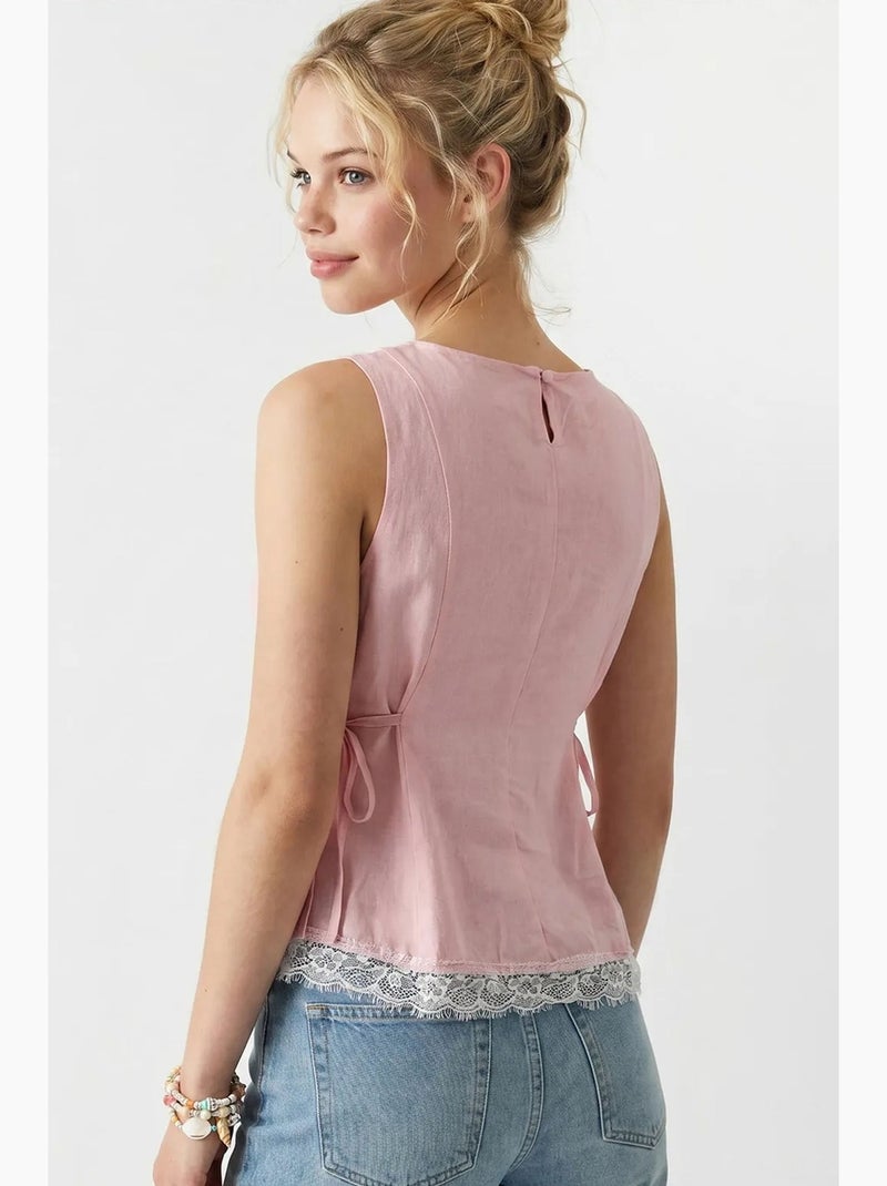 Blusa senza maniche in popeline con laccio mixray Rosa chiaro - Kiabi