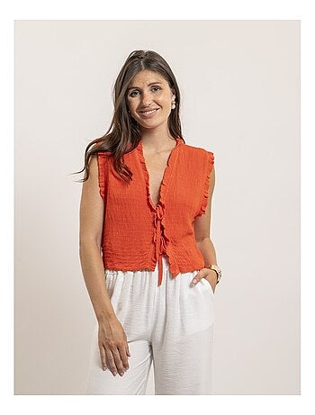 Blusa senza maniche smock OZAKIA