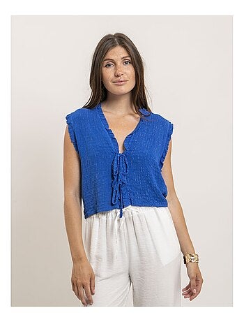 Blusa senza maniche smock OZAKIA