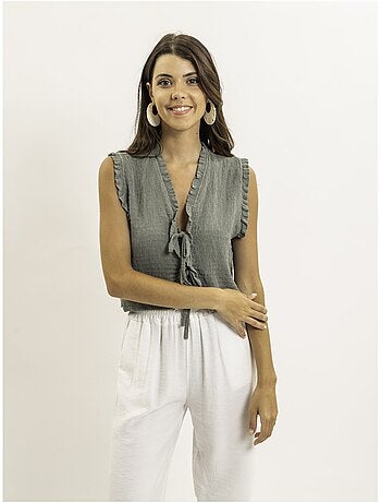 Blusa senza maniche smock OZAKIA