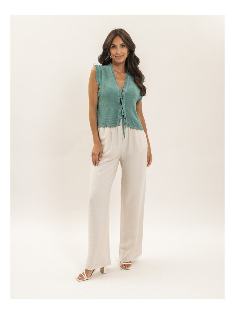 Blusa senza maniche smock OZAKIA Verde pistacchio - Kiabi
