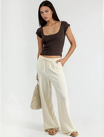 Blusa slim fit a coste con scollo a u busem