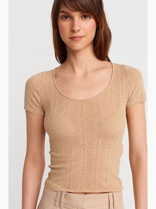 Blusa slim fit a coste testurizzate dilvin - Kiabi