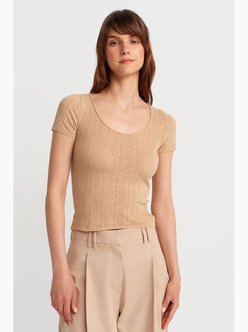 Blusa slim fit a coste testurizzate dilvin - Kiabi