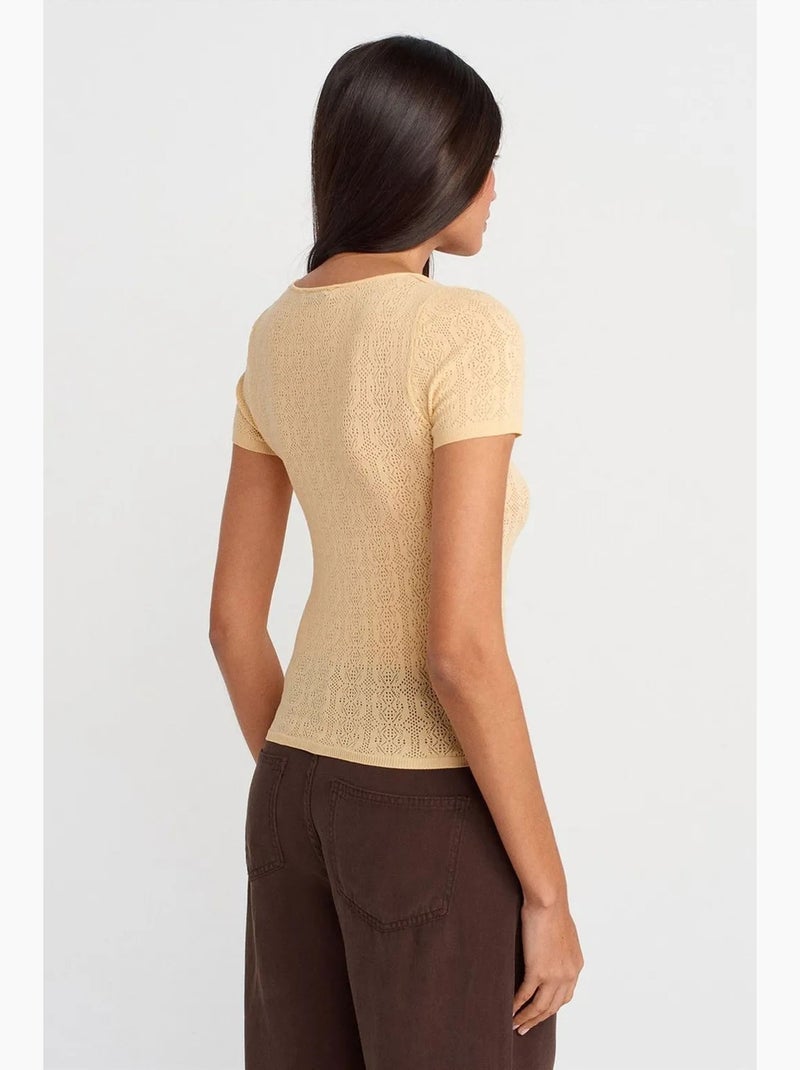 Blusa slim fit a coste testurizzate dilvin Giallo limone - Kiabi