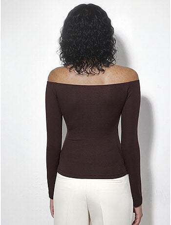 Blusa slim fit a maniche lunghe con scollo a v busem
