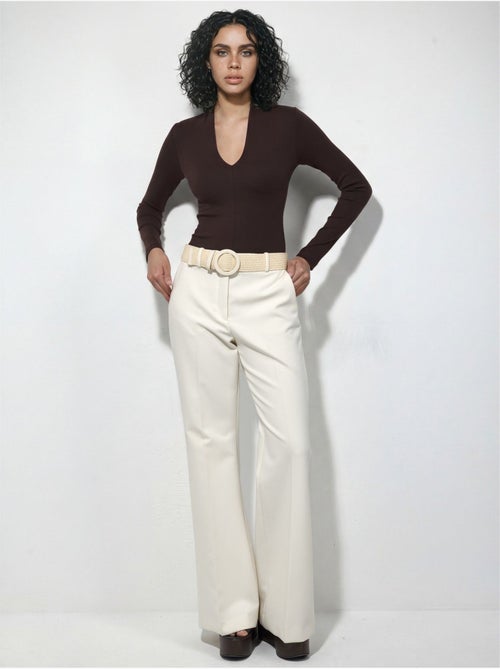 Blusa slim fit a maniche lunghe con scollo a v busem - Kiabi