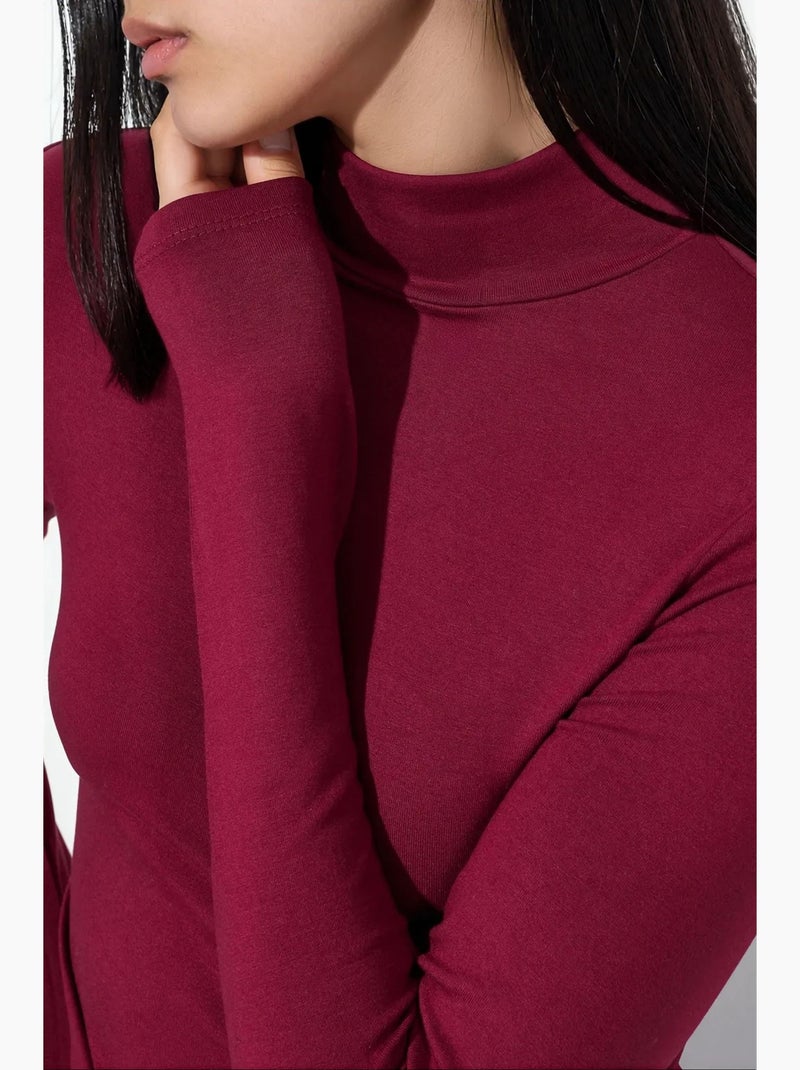 Blusa slim fit con mezzo dolcevita busem Rosso bordeaux - Kiabi