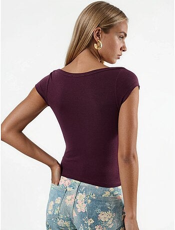 Blusa slim fit con scollo a barca busem