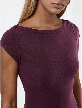 Blusa slim fit con scollo a barca busem