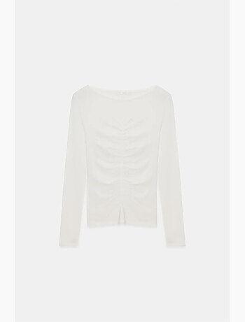 Blusa slim fit con scollo a barca e maniche lunghe dilvin