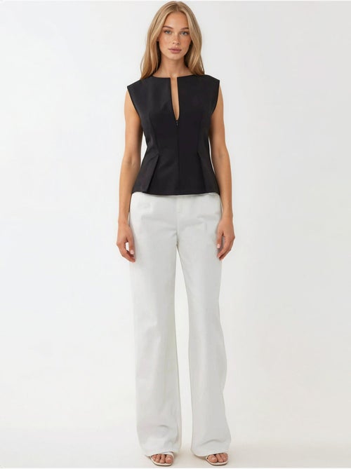 Blusa slim fit plissettata con zip - Kiabi